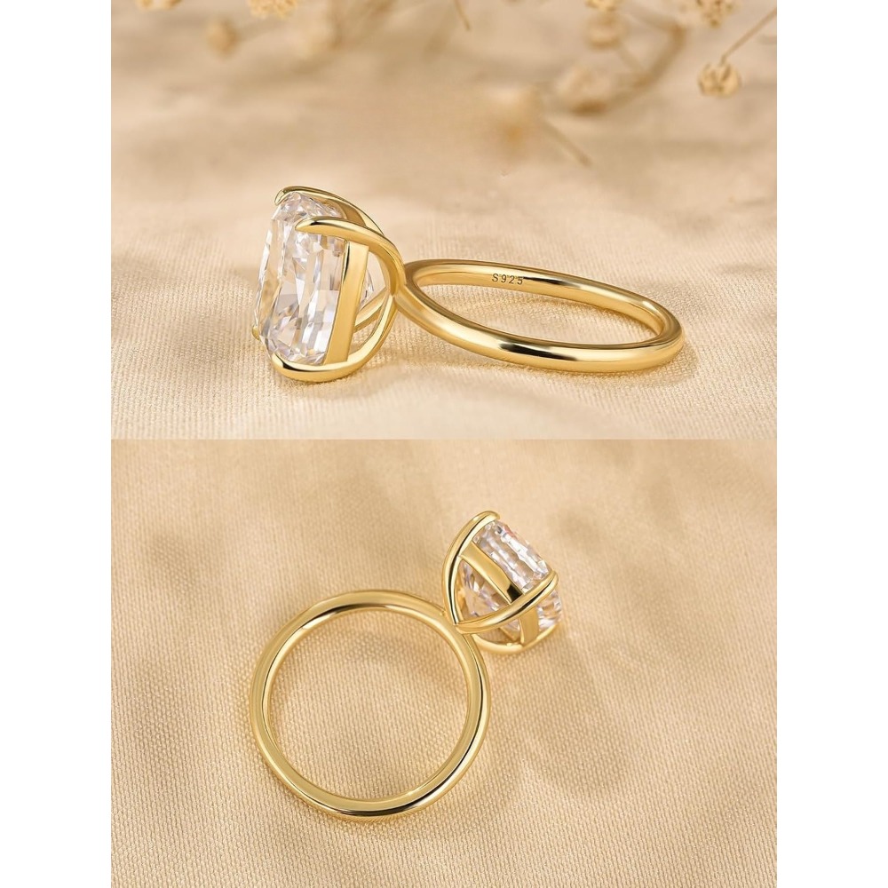 Women's S925 Silver Big Solitaire Ring with Lab Grown Moissanite